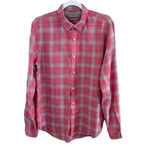 INDUSTRIE - Pink Plaid Linen Button Down - Classic Fit - M